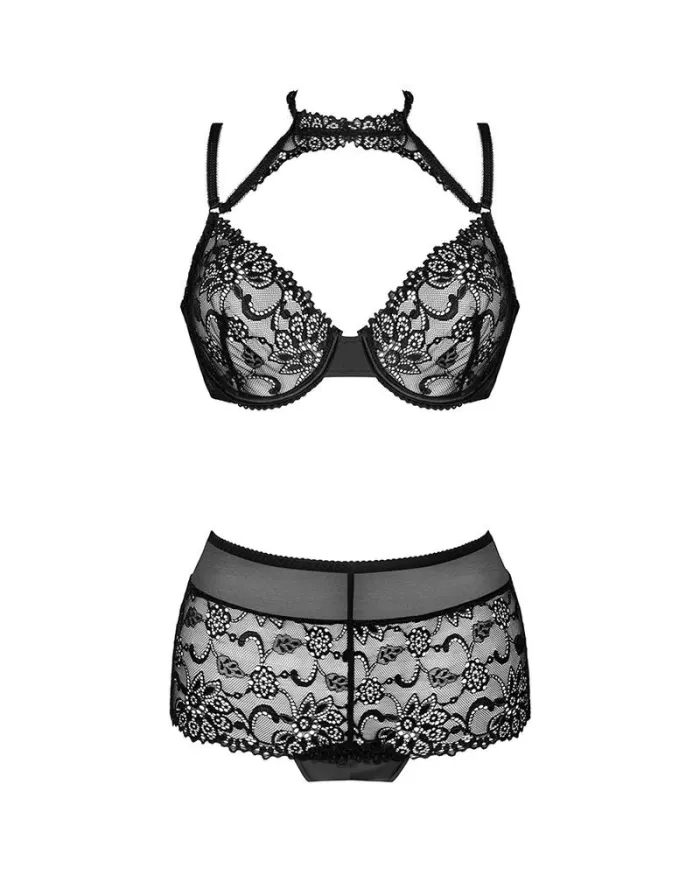 LIVCO CORSETTI FASHION - LINERA FOR THE SENSES COLLECTION SOUTIEN-GORGE + CULOTTE NOIR