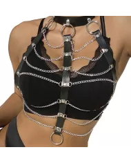 SUBBLIME - HARNAIS POITRINE CHAÎNE S EN CUIR NOIR TAILLE UNIQUE