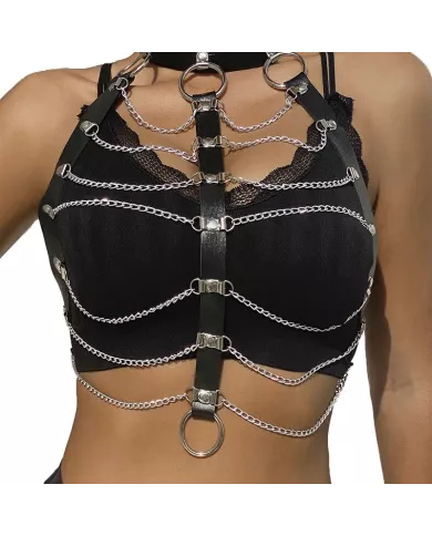 SUBBLIME - HARNAIS POITRINE CHAÃŽNE S EN CUIR NOIR TAILLE UNIQUE SUBBLIME - HARNAIS POITRINE CHAÃŽNE S EN CUIR NOIR TAILLE UNIQUE