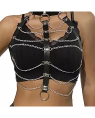 SUBBLIME - HARNAIS POITRINE CHAÎNE S EN CUIR NOIR TAILLE UNIQUE