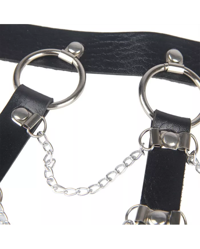SUBBLIME - HARNAIS POITRINE CHAÎNE S EN CUIR NOIR TAILLE UNIQUE