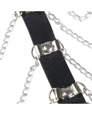 SUBBLIME - HARNAIS POITRINE CHAÎNE S EN CUIR NOIR TAILLE UNIQUE