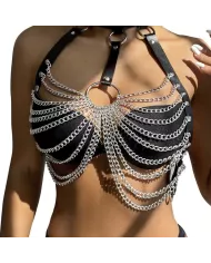 SUBBLIME - HARNAIS POITRINE AVEC GRANDES CHAÎNE S  ANNEAUX TAILLE UNIQUE SUBBLIME - HARNAIS POITRINE AVEC GRANDES CHAÎNE S  ANNEAUX TAILLE UNIQUE