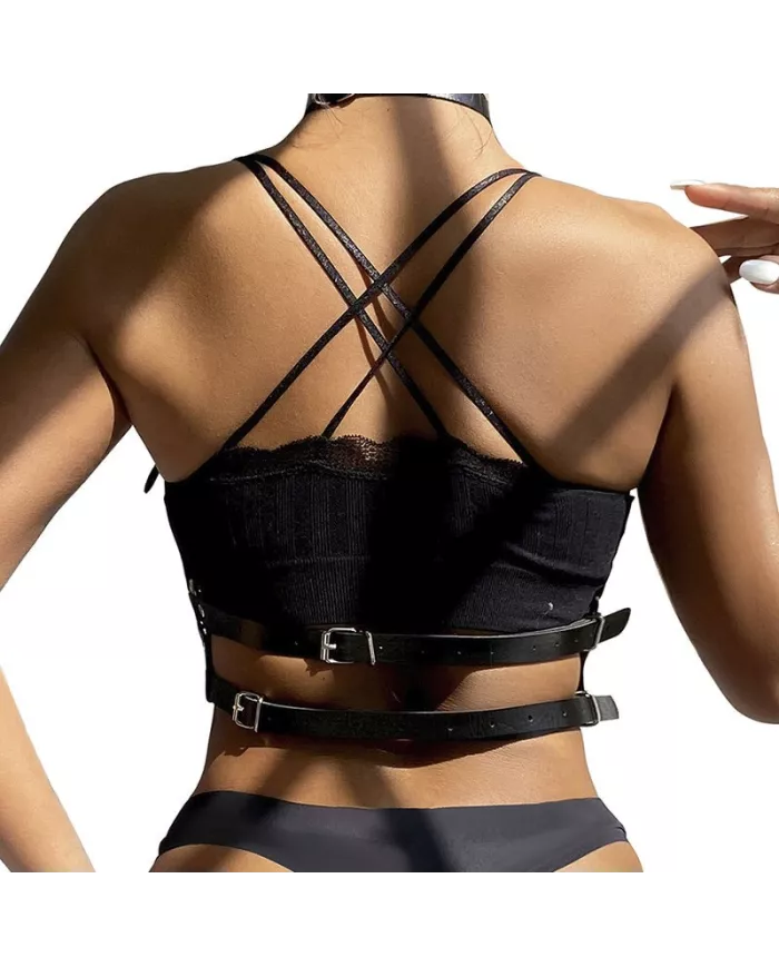 SUBBLIME - HARNAIS POITRINE ANNEAU CUIR NOIR TAILLE UNIQUE SUBBLIME - HARNAIS POITRINE ANNEAU CUIR NOIR TAILLE UNIQUE