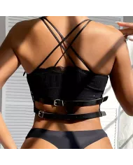 SUBBLIME - HARNAIS POITRINE ANNEAU CUIR NOIR TAILLE UNIQUE SUBBLIME - HARNAIS POITRINE ANNEAU CUIR NOIR TAILLE UNIQUE