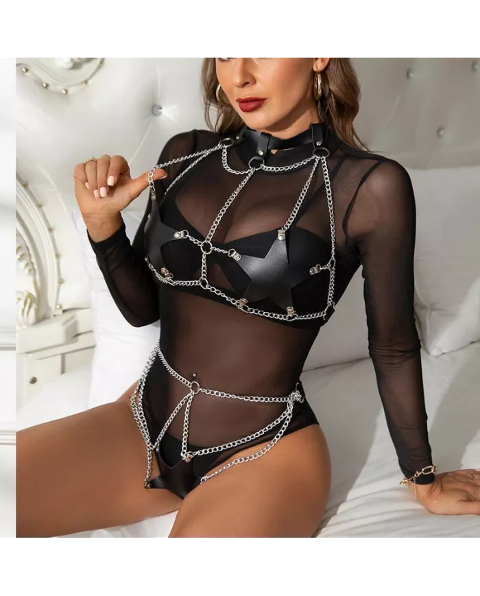 SUBBLIME - HARNAIS COMPLET AVEC CHAÎNE OILE DÉTAIL TAILLE UNIQUE SUBBLIME - HARNAIS COMPLET AVEC CHAÎNE OILE DÉTAIL TAILLE UNIQUE