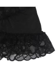 SUBBLIME - BABYDOLL  BRETELLES RÉGLABLES ET DENTELLE TRANSPARENTE IMPRIMÉ FLORAL NOIR S/M SUBBLIME - BABYDOLL  BRETELLES RÉGLABLES ET DENTELLE TRANSPARENTE IMPRIMÉ FLORAL NOIR S/M