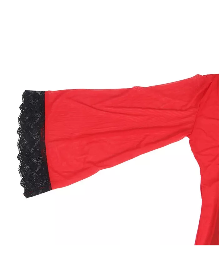 SUBBLIME - ROBE EN TISSU TRANSPARENT DÉTAIL DENTELLE ROUGE S/M SUBBLIME - ROBE EN TISSU TRANSPARENT DÉTAIL DENTELLE ROUGE S/M