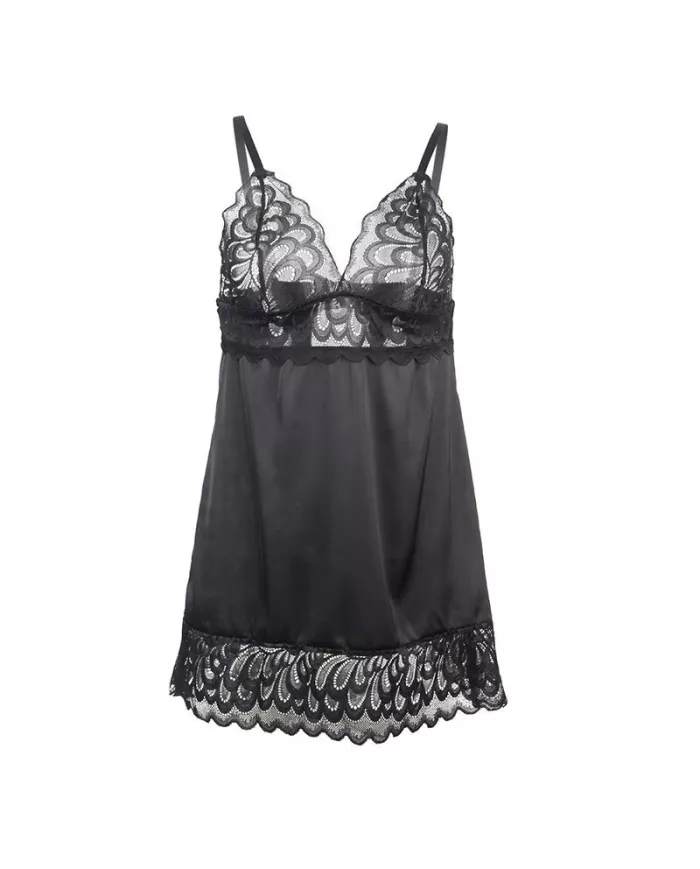 SUBBLIME - BABYDOLL AVEC POITRINE IMPRIMÉ FLEURI NOIR S/M SUBBLIME - BABYDOLL AVEC POITRINE IMPRIMÉ FLEURI NOIR S/M