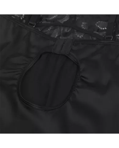 SUBBLIME - BABYDOLL AVEC POITRINE IMPRIMÉ FLEURI NOIR L/XL