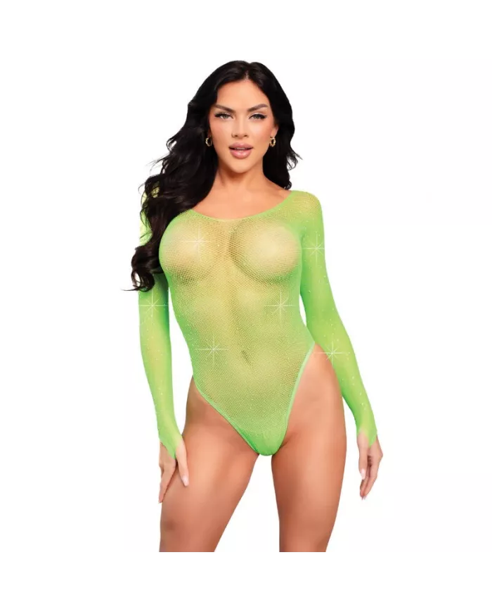 LEG AVENUE - BODY À MANCHES LONGUES CRISTALLISÉ VERT