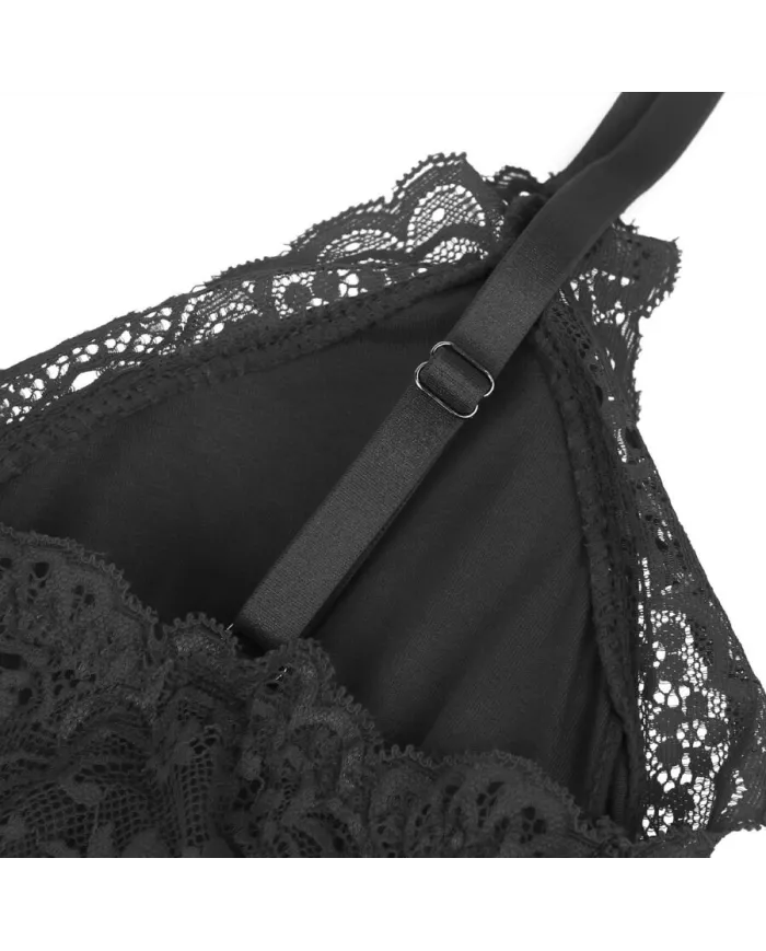 SUBBLIME - TEDDY DÉTAIL DENTELLE FLORALE NOIR L/XL