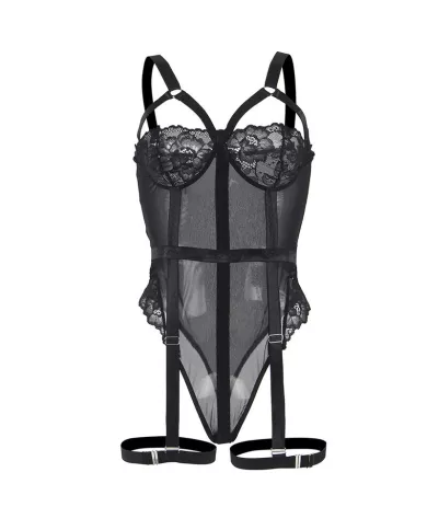 SUBBLIME - TEDDY AVEC JARRETIÈRE DÉTAIL POITRINE NOIR L/XL