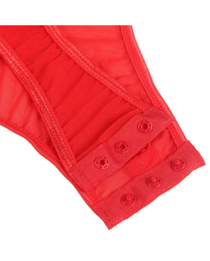 SUBBLIME - TEDDY AVEC JARRETIÈRE DÉTAIL POITRINE ROUGE L/XL