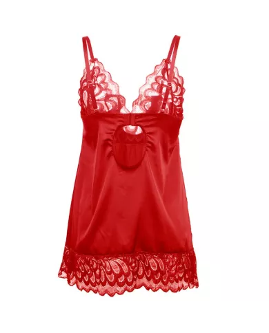SUBBLIME - BABYDOLL EN SATIN AVEC DENTELLE ROUGE S/M