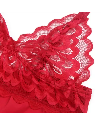 SUBBLIME - BABYDOLL EN SATIN AVEC DENTELLE ROUGE S/M