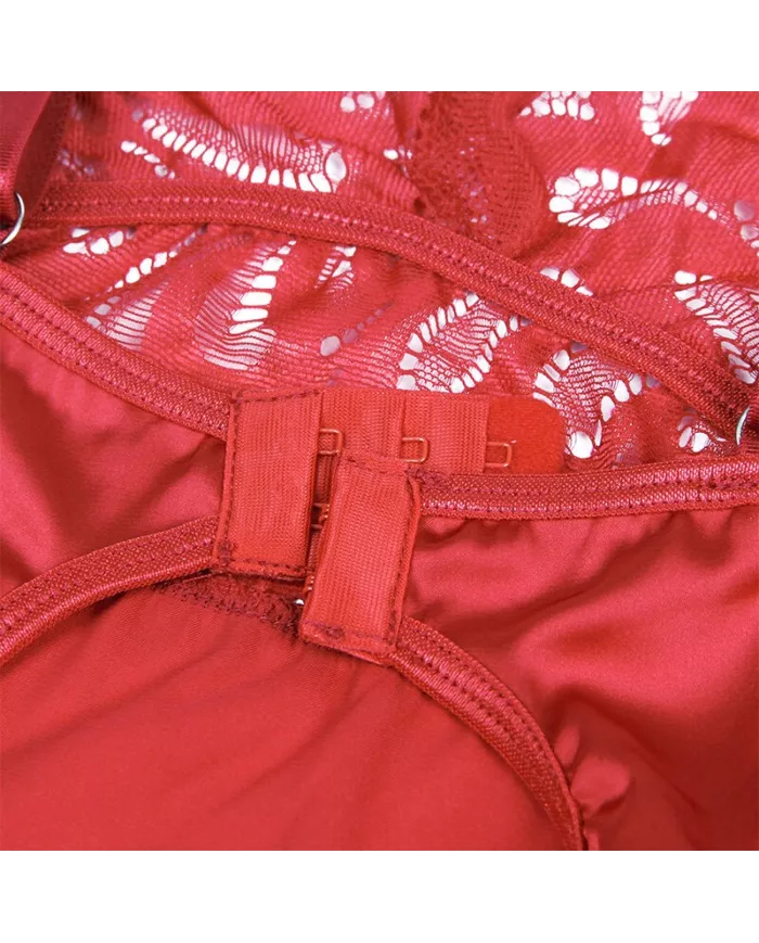 SUBBLIME - BABYDOLL EN SATIN AVEC DENTELLE ROUGE L/XL SUBBLIME - BABYDOLL EN SATIN AVEC DENTELLE ROUGE L/XL