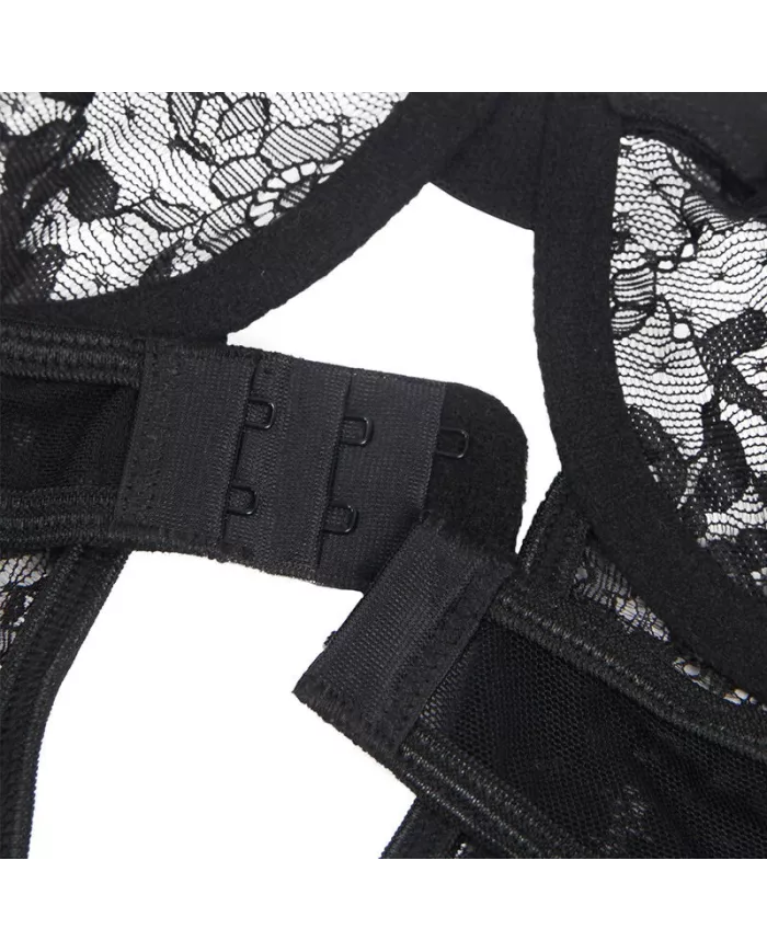 SUBBLIME - TEDDY AVEC JARRETIÈRE AVEC DÉTAIL DENTELLE ET BANDES NOIR L/XL SUBBLIME - TEDDY AVEC JARRETIÈRE AVEC DÉTAIL DENTELLE ET BANDES NOIR L/XL