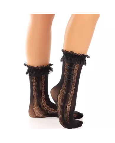 LEG AVENUE - CHAUSSETTES À VOLANTS NOIR