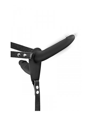 Double gode ceinture noir vibrant - Fetish Tentation