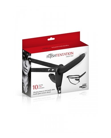 Double gode ceinture noir vibrant - Fetish Tentation