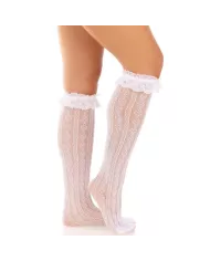 LEG AVENUE - CHAUSSETTES HAUTES À VOLANTS BLANCS