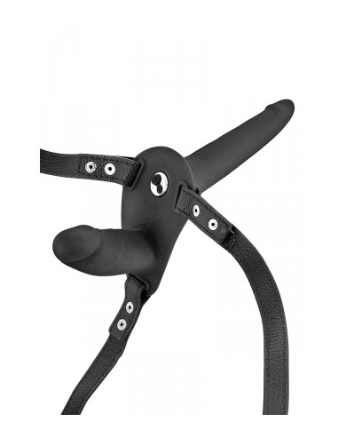 Double gode ceinture noir vibrant - Fetish Tentation