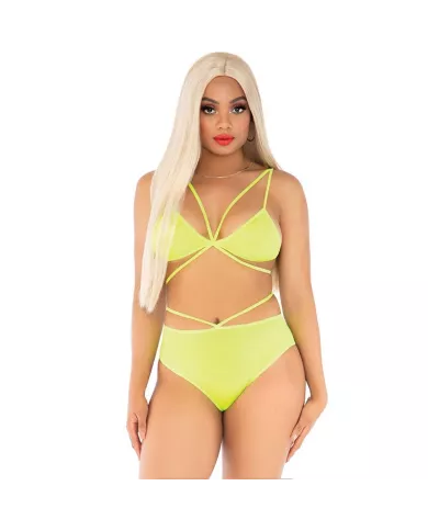 LEG AVENUE - TOP & CULOTTE JAUNE AVEC BRETELLES LEG AVENUE - TOP & CULOTTE JAUNE AVEC BRETELLES