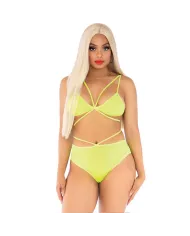 LEG AVENUE - TOP & CULOTTE JAUNE AVEC BRETELLES