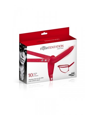 Gode ceinture rouge vibrant Fetish Tentation