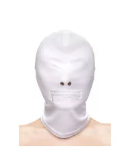 NS NOVELTIES - FETISH & FASHION CAPUCHE BOUCHE FERMÉE À FERMETURE ÉCLAIR NYLON BLANC