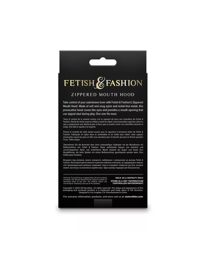 NS NOVELTIES - FETISH & FASHION CAPUCHE BOUCHE FERMÉE À FERMETURE ÉCLAIR NYLON BLANC