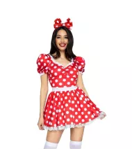 LEG AVENUE - ROBE À POIS + BANDEAU ROUGE/BLANC S