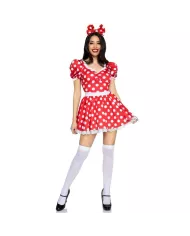 LEG AVENUE - ROBE À POIS + BANDEAU ROUGE/BLANC S