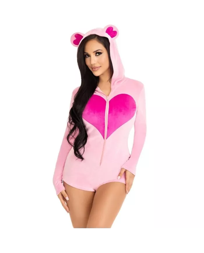 LEG AVENUE - BODY VELOURS OURS EN TEDDY ROSE M