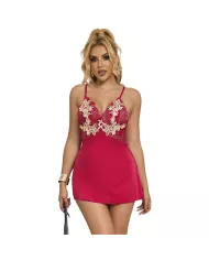 SUBBLIME - 954123 BABYDOLL AVEC DESSIN FLORAL ROUGE S/M SUBBLIME - 954123 BABYDOLL AVEC DESSIN FLORAL ROUGE S/M
