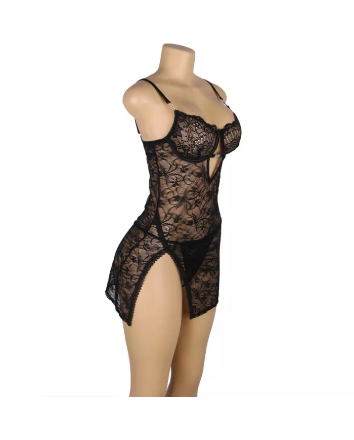 SUBBLIME - 954185 BABYDOLL EN DENTELLE À BRETELLES RÉGLABLES NOIRE S/M SUBBLIME - 954185 BABYDOLL EN DENTELLE À BRETELLES RÉGLABLES NOIRE S/M