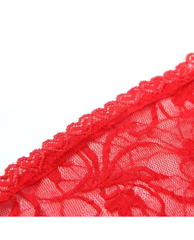 SUBBLIME - 954208 BABYDOLL EN DENTELLE À BRETELLES RÉGLABLES ROUGE S/M