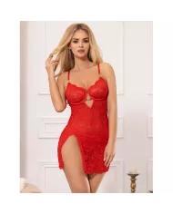 SUBBLIME - 954215 BABYDOLL EN DENTELLE À BRETELLES RÉGLABLES ROUGE L/XL SUBBLIME - 954215 BABYDOLL EN DENTELLE À BRETELLES RÉGLABLES ROUGE L/XL