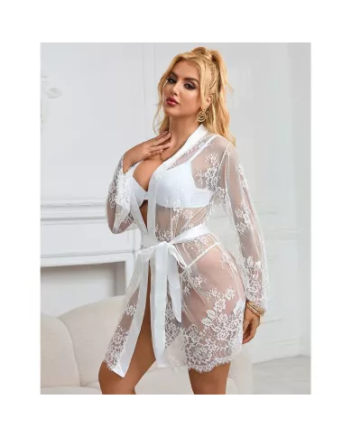 SUBBLIME - 954369 CHEMISE DE NUIT À MANCHES LONGUES À MOTIF FLORAL BLANC S/M