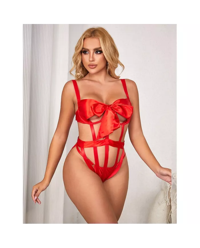SUBBLIME - 954468 BODY SEXY AJOURÉ AVEC NOEUD ROUGE S/M SUBBLIME - 954468 BODY SEXY AJOURÉ AVEC NOEUD ROUGE S/M