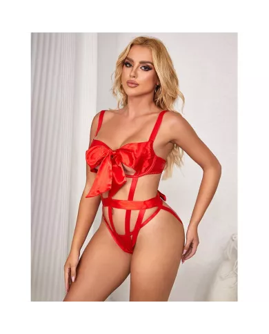 SUBBLIME - 954468 BODY SEXY AJOURÉ AVEC NOEUD ROUGE S/M