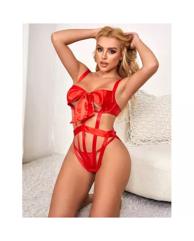 SUBBLIME - 954468 BODY SEXY AJOURÉ AVEC NOEUD ROUGE S/M