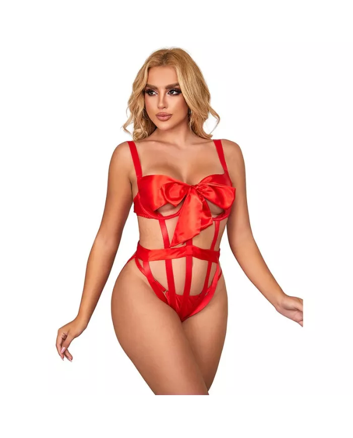 SUBBLIME - 954475 BODY SEXY AJOURÉ AVEC NOEUD ROUGE L/XL
