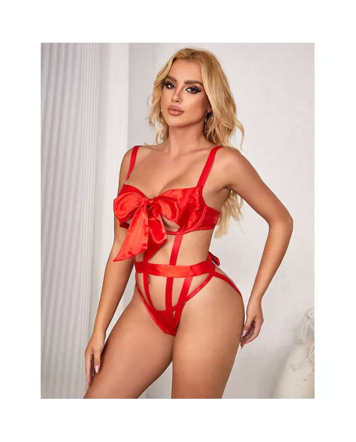 SUBBLIME - 954475 BODY SEXY AJOURÉ AVEC NOEUD ROUGE L/XL