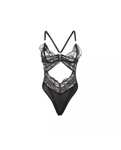 SUBBLIME - 955229 BODY TRANSPARENT AVEC DENTELLE CREUSE NOIR L/XL