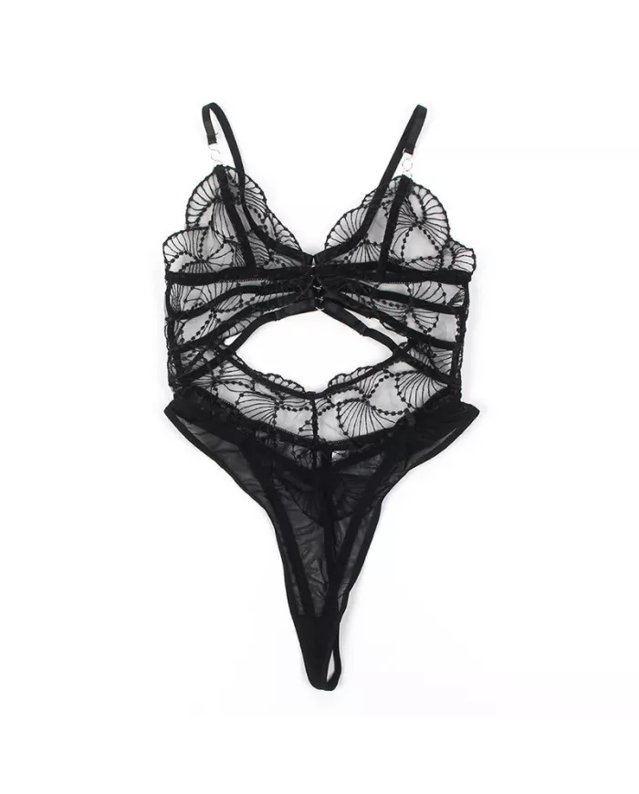 SUBBLIME - 955229 BODY TRANSPARENT AVEC DENTELLE CREUSE NOIR L/XL