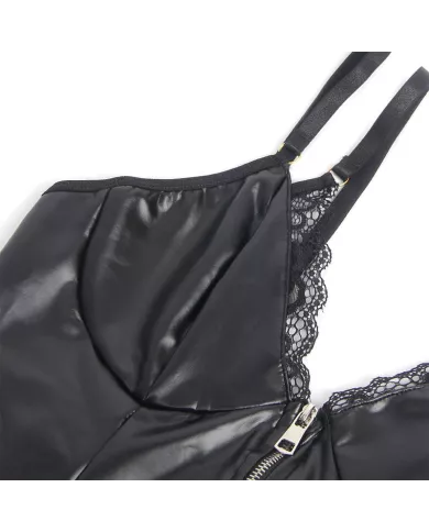 SUBBLIME - 955458 BODY FERMETURE ÉCLAIR EN CUIR NOIR S/M