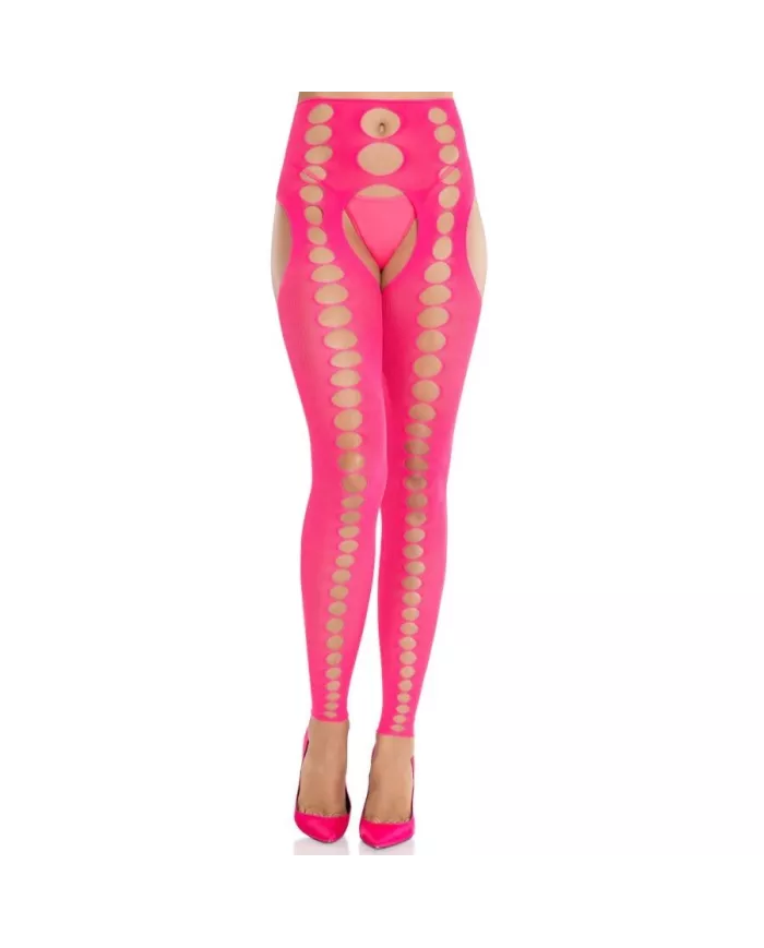LEG AVENUE - BAS OPAQUES SANS BRETELLES ET SANS COUTURE ROSE FLUO