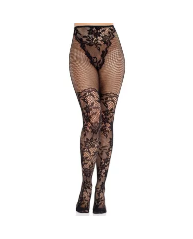 LEG AVENUE - BAS EN DENTELLE DAHLIA AVEC DÉTAIL EN FILET NOIR